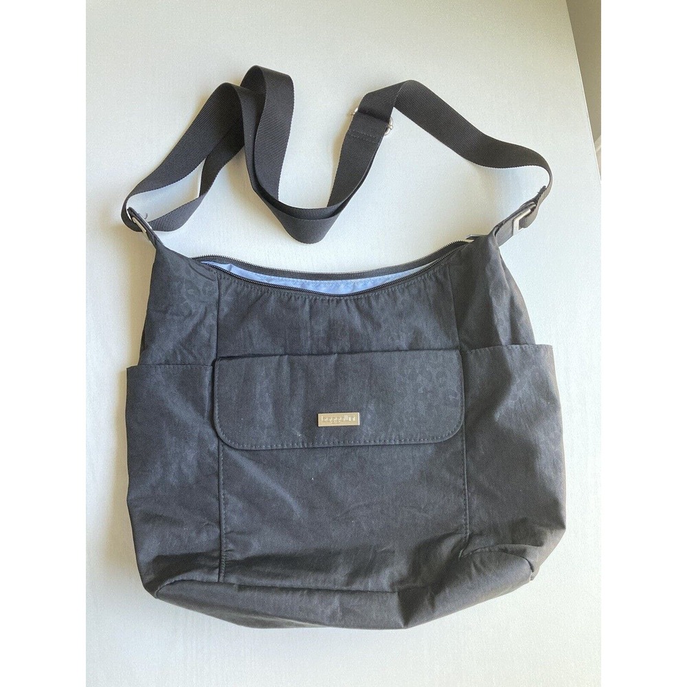 Baggallini Black Gray Crossbody Purse Leopard Print Hailey Large Travel